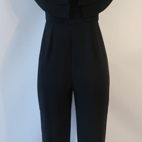 Women Intermix Mae Black Crepe Ruffled Off-The Shoulder Jumpsuit 2 - Picture 13 of 16